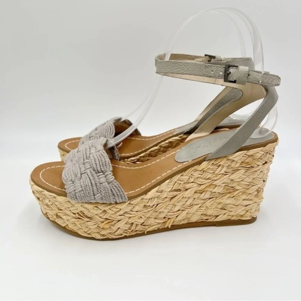 Splendid Womens Size 6.5 Marlene Gray Espadrille Platform Wedges‎ Sandals Shoes